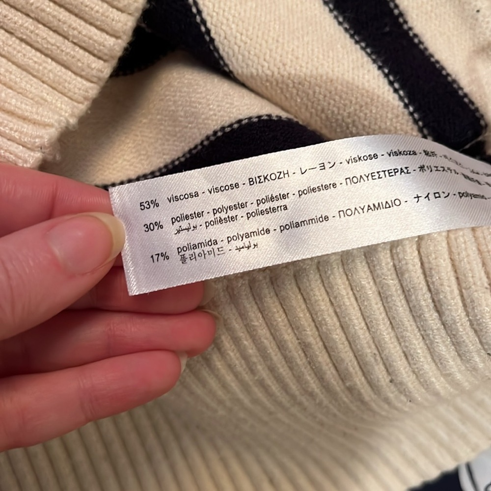 Sz M Zara Off White/Black Tripe Cardigan - Picture 5 of 5